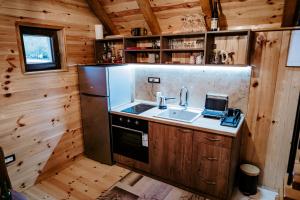 a kitchen with a sink and a stove at Mountain rest Brezna in Plužine