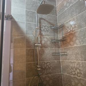 a shower with a shower head in a bathroom at Sweetland Vesidences in Yaoundé