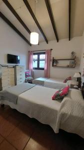 a bedroom with two large beds in a room at Casa confortable - Parque central - Estacionamiento, patio, 3 baños, 5 habitaciones - in La Cieneguita