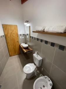 a bathroom with a toilet and a sink at Cabaña Lazarillo in Amaicha del Valle +6 photos