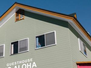 a house with a dog sticking its head out the window at Guesthouse HOALOHA 4 SEASONS in Chino
