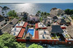 an aerial view of a resort with the ocean at Luxury Casa Cindy in Puerto Escondido