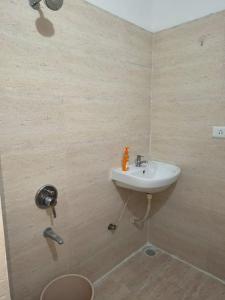 a bathroom with a white sink in a shower at 1 Bhk Mayra Homes in Raipur