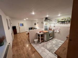 an overhead view of a kitchen with a counter top at U babičky in Suchov