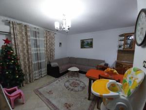 a living room with a christmas tree and a couch at Refika in Berat