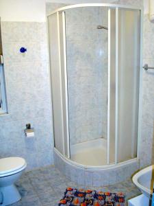 a bathroom with a shower and a toilet at Apartment Medulin 10 in Medulin