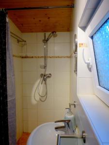 a bathroom with a shower and a sink at Haus Berger in Bad Reichenhall +8 photos