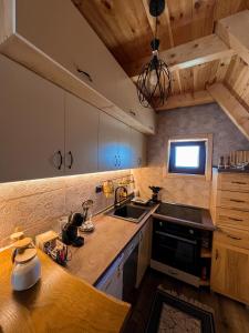 a kitchen with a sink and a stove at Guest House Sara 2 in Žabljak