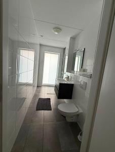 a bathroom with a toilet and a sink and a mirror at The Residence Enschede in Enschede +30 photos