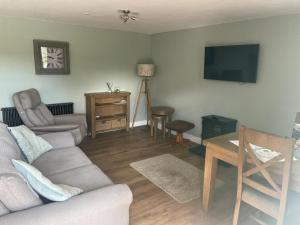 a living room with a couch and a table and a tv at 1 Bed in Llanrwst oc-83950 in Llanrwst