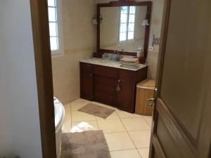 a bathroom with a sink and a toilet and a mirror at belle maison 3000 m de Paris in Cachan +27 photos