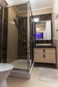 a bathroom with a shower and a sink at Complex Rediu 54 - Penthouse Nr. 41 in Iaşi +50 photos