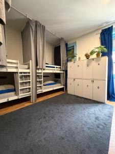 a bedroom with two bunk beds and a carpet at Guest World in Porto