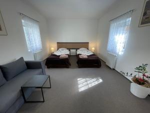a living room with two beds and a couch at Apartmán Štěpánka in Jihlava