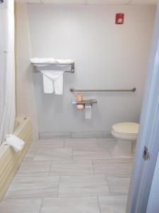 a bathroom with a toilet and a sink at Days Inn by Wyndham Effingham in Effingham +61 photos
