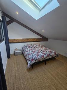 a bedroom with a bed in a attic at Aigues-Vives Appartement in Aigues-Vives