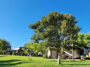 a tree in a yard next to a house at Excelsior Country House in Porterville