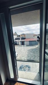 a view of a courtyard from a window at sole in Novara