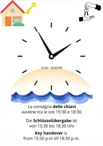 a diagram of a house and a clock at Appartamenti Nasse in Bibione +6 photos