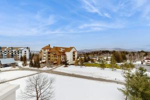 arial view of a apartment complex in the snow at Long Trail House 459 in Stratton
