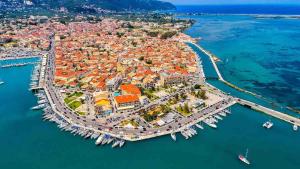 an aerial view of a small island in the water at Apollo House in Lefkada