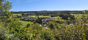 an aerial view of a village in the hills at Ferienhaus am Rad- und Wanderweg in Nerdlen