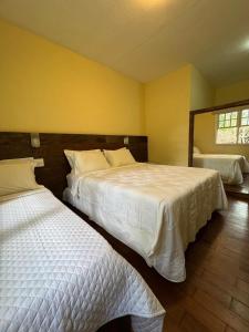 a bedroom with two beds and a mirror at Pousada Vila Leopoldina in Tiradentes +31 photos