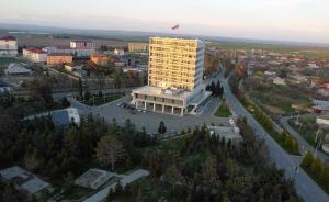 an overhead view of a tall building with a street at Naftalan Central Wellness Resort in Naftalan