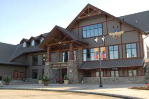a large building with a sign on the front of it at Spacious 3 bed 2 bath Sanctuary in Vernon Township