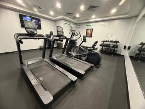 a gym with several tread machines in a room at Holiday Inn Plainview-Long Island by IHG in Plainview