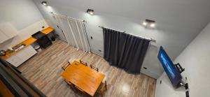 an overhead view of a room with a table and a stage at Oasis Atlántida in Santa Clara del Mar +16 photos