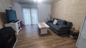 a living room with a couch and a tv at Konak Jugovo in Smederevo