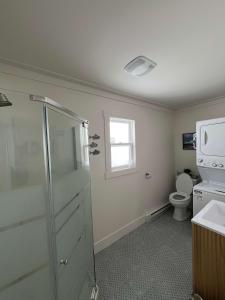 ein Badezimmer mit Dusche und Toilette in der Unterkunft Durrell's Nook in Twillingate + 3 Fotos