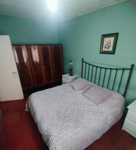 a bedroom with a large bed and blue walls at Martin House in Chascomús