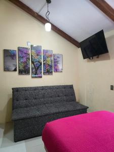 a bedroom with a bed and a tv on the wall at HOTEL PUEBLO BONITO in Zacatlán