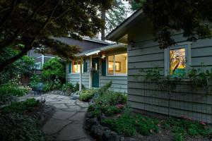 a house with a walkway in front of it at Heron House - Hot Tub And Wine Tastings Included in Healdsburg