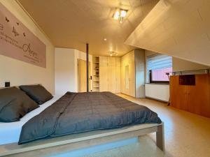 a bedroom with a large bed and a window at Rauschelbach Loft 9 in Poppenhausen