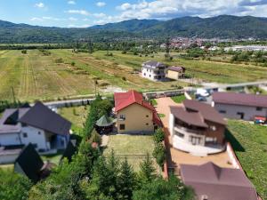 an aerial view of a small village with houses at Casa RUXI in Jiblea Veche