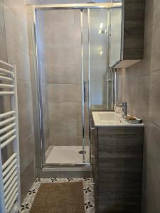 a bathroom with a shower and a sink at La Grande Glycine in Coulommiers