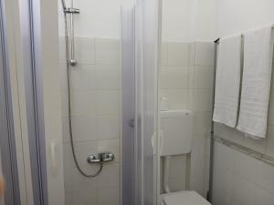a bathroom with a shower and a toilet in it at Florina Appartment in Capo dʼOrlando
