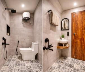 a bathroom with a toilet and a sink at Anushka Stays Varanasi in Varanasi