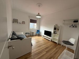 a living room with a bed and a television at Gran Bilbao LaGa Apartamentos in Basauri