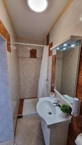 a bathroom with a sink and a shower at Apartments Josip 2830 in Rab +15 photos