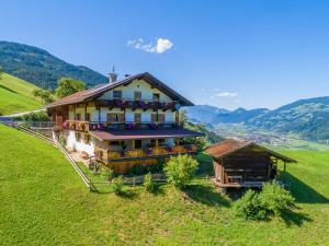 a house on top of a hill in a field at Wieshof in Kaltenbach