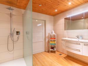a bathroom with a shower and a sink at Wieshof in Kaltenbach +68 photos