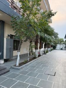 a courtyard with trees in front of a building at Primrose Hotel in Murthal
