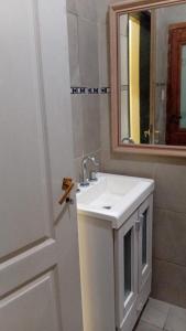a bathroom with a white sink and a mirror at Lo de Lety in Baradero