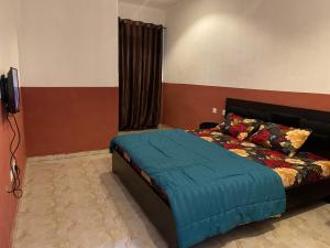 a bedroom with a bed and a television in it at FE Purple Gold Hotel in Abuja +10 photos