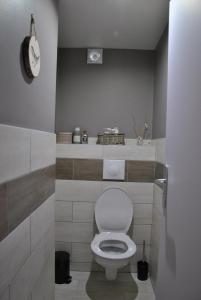 a bathroom with a white toilet in a room at les Genêts in La Bresse +33 photos