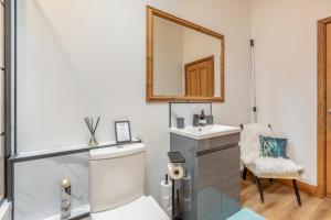 a bathroom with a toilet and a sink and a mirror at 3 Bed in Holsworthy oc-29125 in Thornbury +35 photos